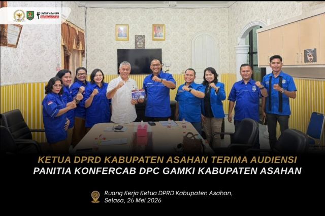 KETUA DPRD KABUPATEN ASAHAN TERIMA AUDIENSI PANITIA KONFERCAB DPC GAMKI KABUPATEN ASAHAN